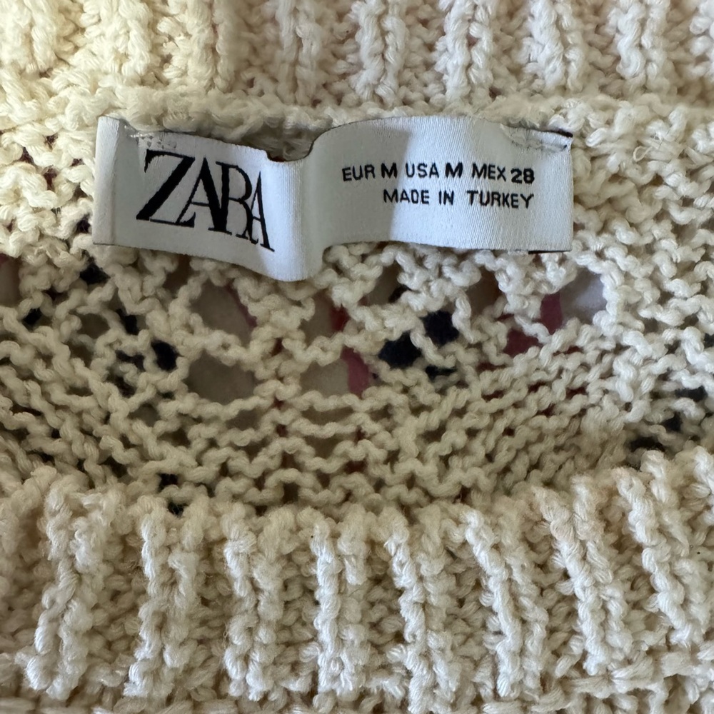 Zara Crochet Knit Open Weave Scalloped Hem
Sweater in Ivory Size Medium - Picture 5 of 5